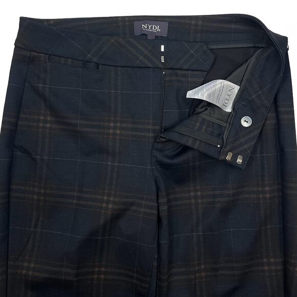 NYDJ Slim Trouser Pants Sz 2 or 27 New $119 Oaklan Plaid Blue Black Straight Leg - Picture 7 of 16